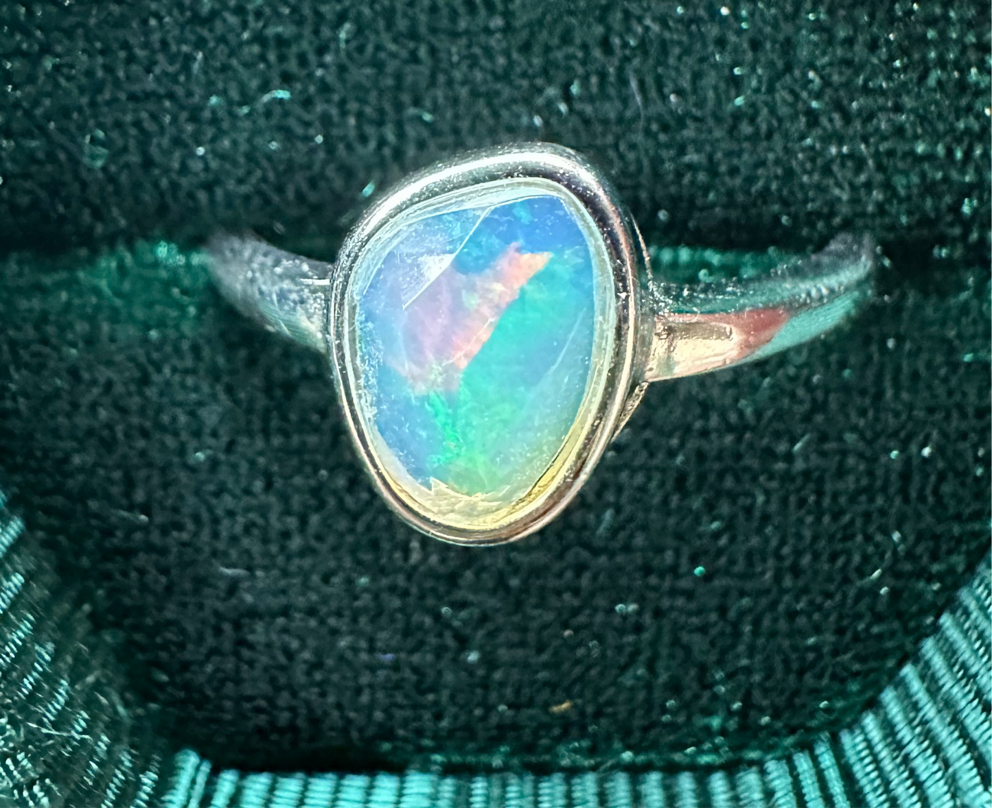 Adjustable Faceted Ethiopian Opal Ring