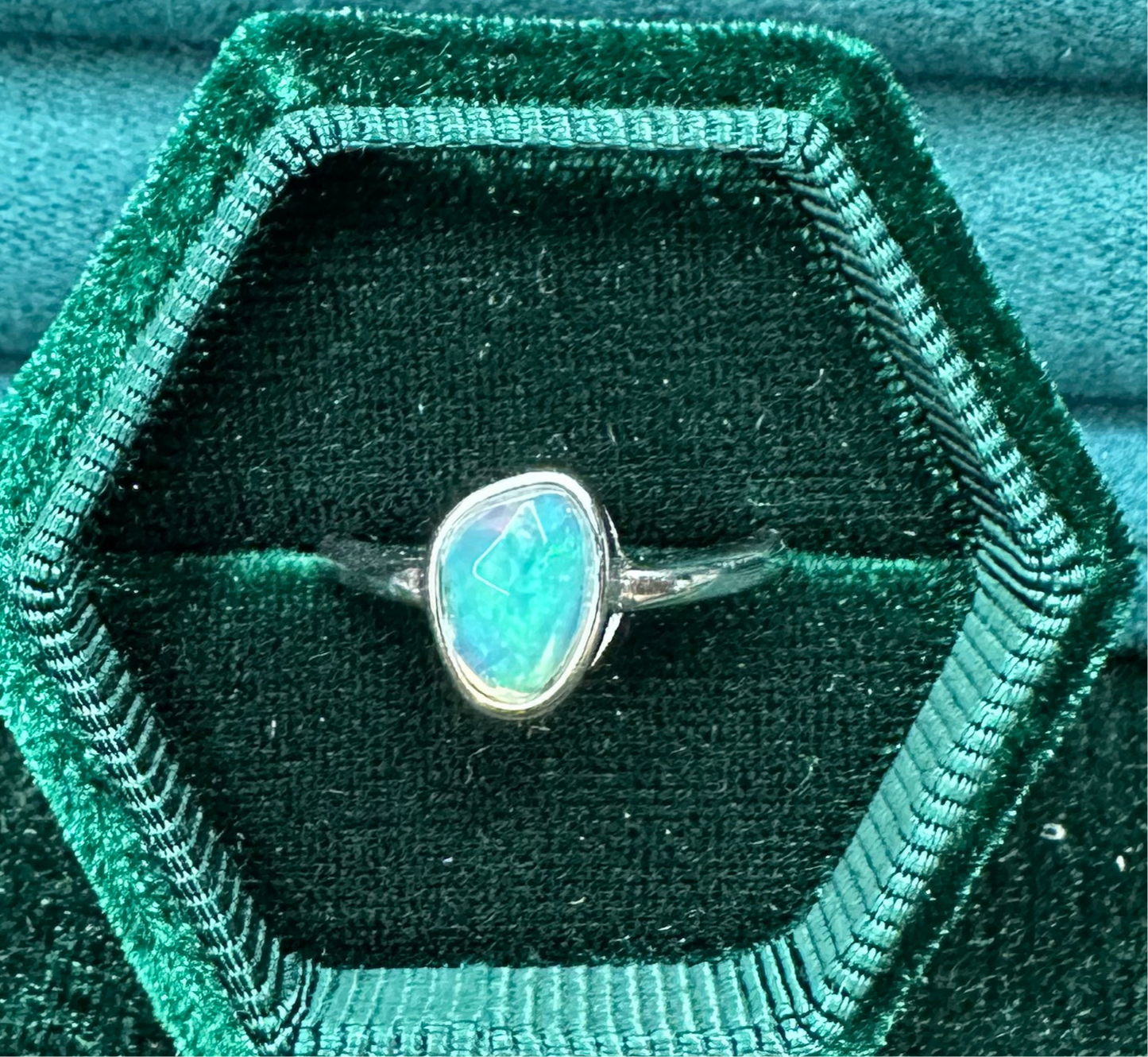 Adjustable Faceted Ethiopian Opal Ring