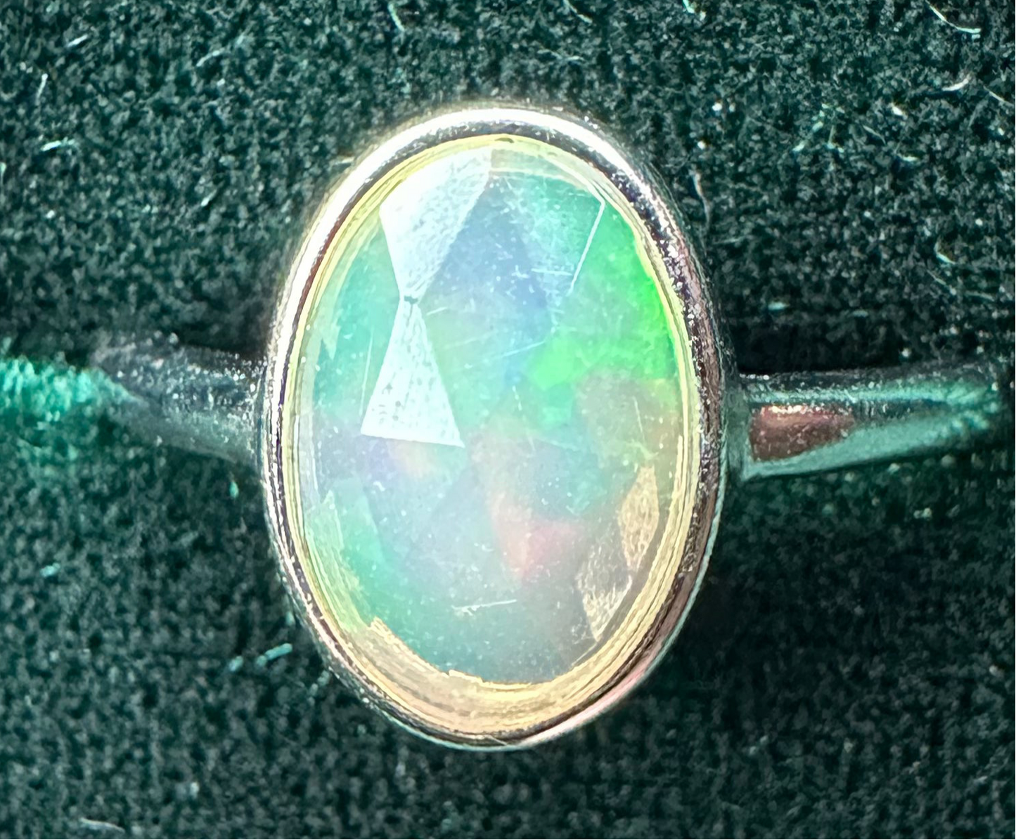 Adjustable Faceted Ethiopian Opal Ring