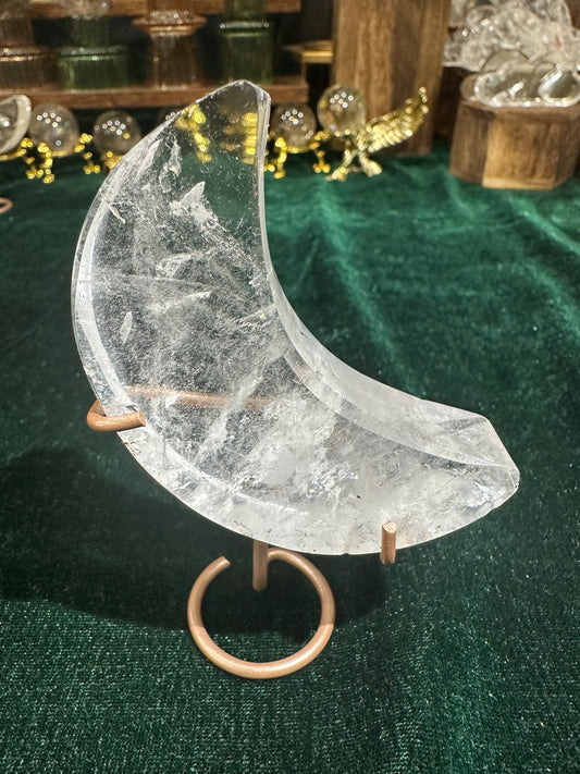 Clear Quartz Moon on Stand