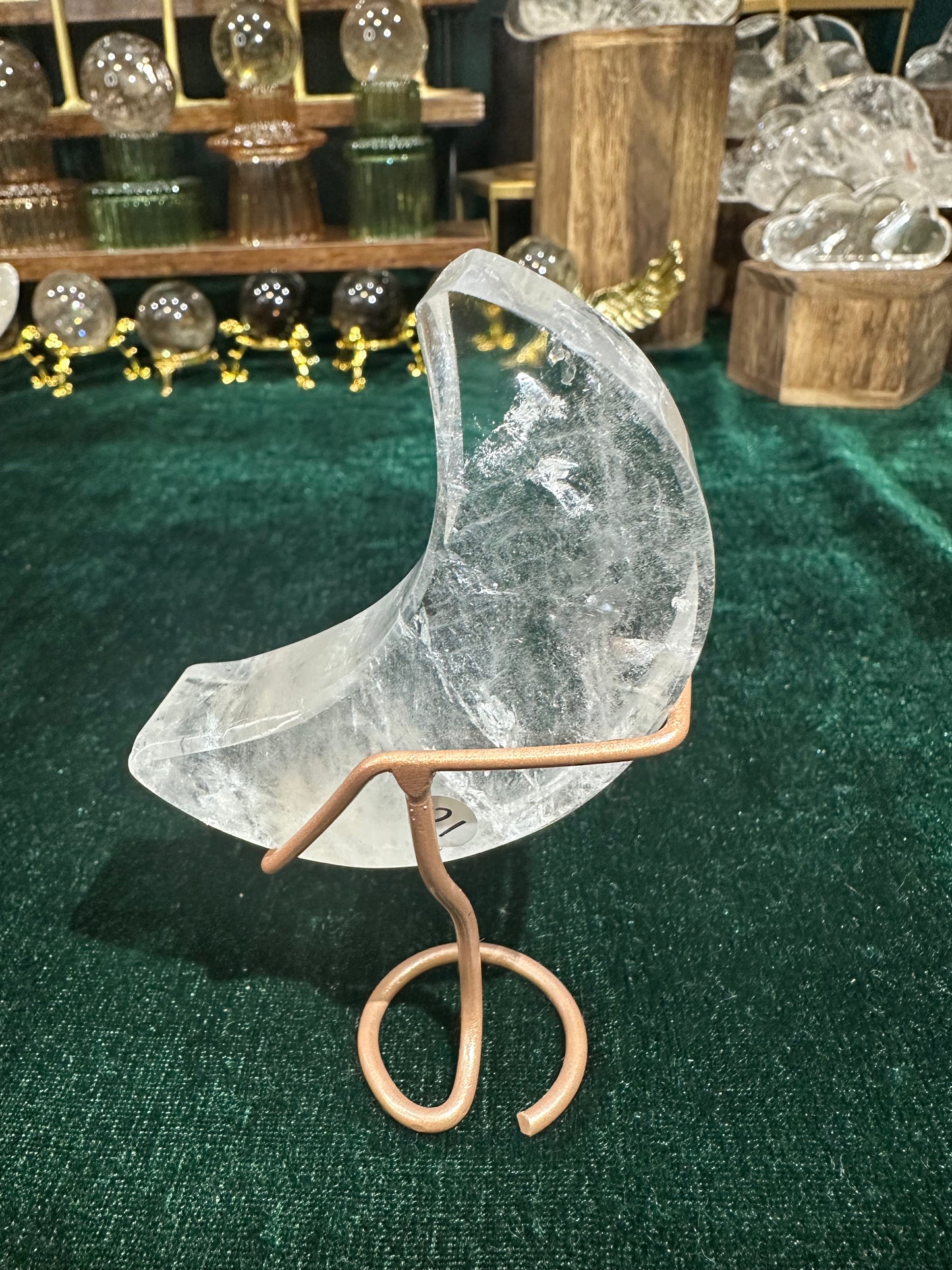 Clear Quartz Moon on Stand